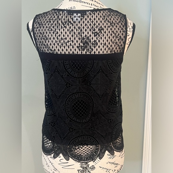 Diane Von Furstenberg Lila Spiral Lace Black Sleeveless Top Cropped | Size P - Picture 6 of 16